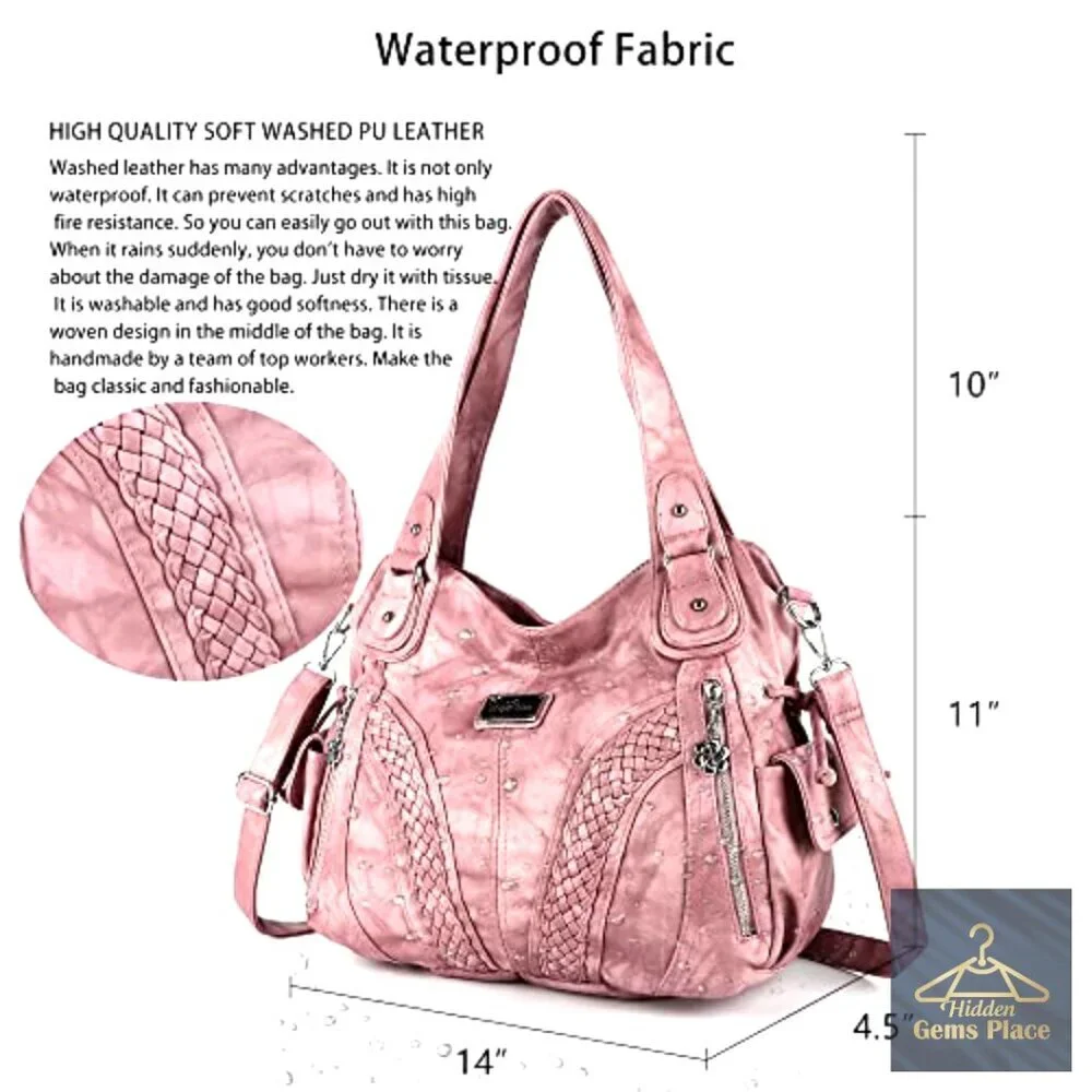 Large Hobo Tote Bag with Adjustable Strap, Multiple Pockets, PU Leather